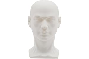 Biggittig Tete De Mannequin Homme Tête De Mannequin Professionnelle PVC Tete Pour Perruque,Pour Afficher Perruques, Chapeaux, écharpes, Lunettes, Bandeaux (Blanc mat)