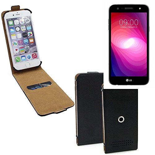 Per LG Electronics X power2 Custodia protettiva nero 360 Â° smartphone copertura cassa di protezione Slim Flipstyle cover pelle artificiale per LG Electronics X power2 - K-S-Trade(R)
