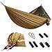 Produktbild GOLDPOOL Hängematte Outdoor Ultraleicht 300kg Tragkraft und Atmungsaktiver,Schnell Trocknender Nylon Fallschirm (260 x 135 cm) für Backpacker,Camping,Garten und Reisen (Khaki)