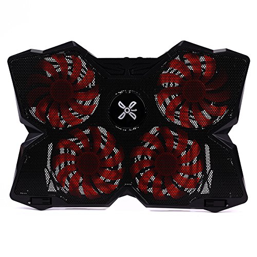 Takit S03 – Laptop cooler 15-17 Zoll Notebook lüfter, 4 x 125mm Lüfter mit 1200 UPM, 2 x USB, tragbar, LED Rot - 6