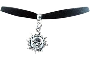dunns-jewels Black Velvet 10mm choker with a 22mm sun charm