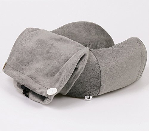 Nackenkissen von evo-cative – anschmiegsamer Memory-Schaum – Nackenhörnchen mit integrierter Handytasche und Aufbewahrungstasche (Grau) - 7