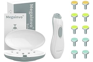 Megainvo Lima de Uñas para Bebés, Cortaúñas bebé Eléctrico con Luz LED para Uñas y Dedos, Kit de 10 Cabezas de Lima Intercambiables para Niños Recién Nacidos y Adultos Cuidado Seguro (Gris)
