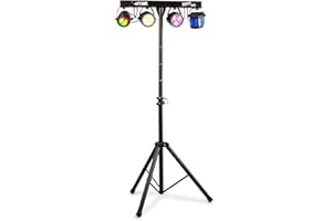 ‎MAX MAX LED Party Bar 9 DJ Lighting System, Stage Lighting Set on Tripod, Disco Light, Party Light with Jelly Moon, PAR Spot, Derby, Strobe, DMX, Music Controlled Light Effects