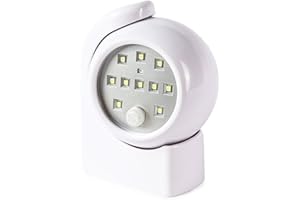 Festive Lights - White Outdoor Security Wall Light - Clear White SMD LEDs - Battery Operated PIR Motion Sensor - Wall Mounted with 360 Degree Adjustability for Enhanced Safety (Pack of 1)