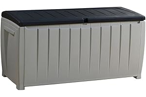 CURVER KETER Coffre de rangement Novel avec assise 340 l - 124x55x63 cm - Gris et anthracite