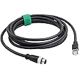 HangTon Ethernet Cable for Cognex Vision Camera Barcode Reader Checker 4G Omron MicroHawk V430-F, M12 8 Pin A-Coded to RJ45 CAT6 Network PLC, Shielded Flex Waterproof 1M