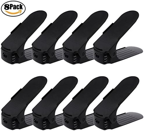 Shoe Organiser Slots - Adjustable Shoe Stacker Holder - Shoe Organizer Space Saver Rack Storage by Melissa (black)