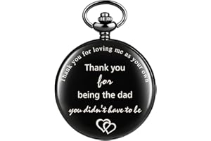 TIONG Vintage Dad Pocket Watch Engraved Quartz Grandpa Pocket Watches and Chain - Timeless Gift for Father's Day, Birthday, Retirement