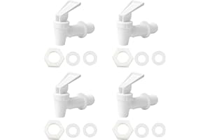 YUECHENGGUI 4 Stück Kunststoff Getränkespender Zapfhahn, Wasserspender Ersatzzapfen, Ersatzhahn geeignet für Kalte und heiße Getränke, Bierfass, Glas, Kaffee, Saft, Trinkbrunnen,Schwarz und Weiß (White)