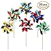 Produktbild 20 Pack Windmühle Windrad für Garten & Kinder aus wetterfester Folie – Bunte Windspiel Kinderwindmühle für Draußen, Strand, Terrasse & Blumen-Beet – als Garten-Deko, Party-Artikel & Vogelschreck
