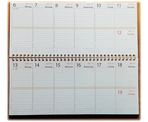 Wochenplaner 2018 / 2019 - 30x14cm - Block mit spiralbindung - Tischkalender