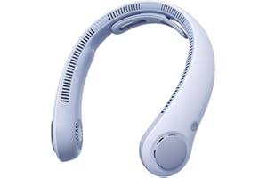 JISULIFE Ventilador de cuello portátil mejorado, soporte para el cuello, manos libres personal, ajuste de 5 velocidades, 5000 mAh, silencioso, recargable, regalos para mujeres y hombres- Azul