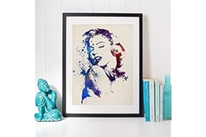 Nacnic Marilyn Monroe Poster z akwarelowym wzorem. Akwarela stylowa mieszanka folii do dekoracji wnętrz. Rozmiar A4