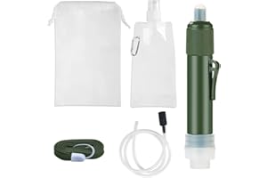 ORYIAH Filtro de agua para exteriores, mini filtro de agua portátil, filtro de agua personal con bolsa de almacenamiento para supervivencia al aire libre, camping, senderismo