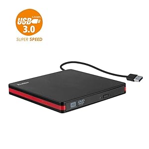 Rioddas External CD Drive, USB 3.0 Portable CD/Dvd +/-Rw Drive Slim Dvd/CD Rom Rewriter Burner For Laptop Desktop Pc Windows 10/8/XP and Linux Os Apple Mac Macbook Pro