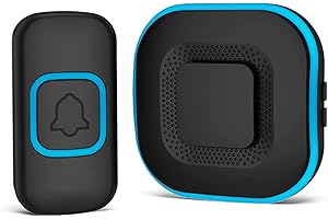 Timbre Inalámbrico exterior impermeable, AIPOTEC Timbre Inalámbrico para Puerta, Inalámbrico Individual Enchufe Timbre Kit, 300m, 38 Melodías, LED Flasch, para Oficina, Hotel, Casa y Más