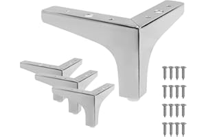 Cjueiom 10cm / 4 Inch Furniture Legs Chrome Sofa Legs Set of 4, Modern Table Legs Metal Triangle Furniture Feet, Sofa Foot Couch Legs Replacement for Cabinet Cupboard Chair Ottoman