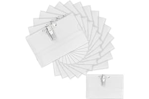 YunBey 60 Piezas Carteles para Nombres de Plástico Profesionales, Transparente Insignias Porta Tarjetas de Identificación para Escuela, Conferencia-con Clip e Imperdible
