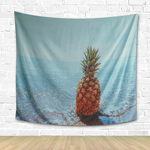 GZGZADMC Blue Wave and Pineapple Tapestry by Wall Art Hanging for Dorm Bedroom Living Room Tapestry wall hanging Decor Size- 51" H x 60" W