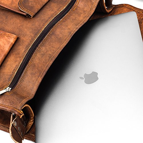 A.P. Donovan – Reise-Kamera-Tasche zum Umhängen, genug Platz für Fotos, Objektiv, Zubehör (mit Fächern und Tragegurt), Universal, braun – Leder - 4