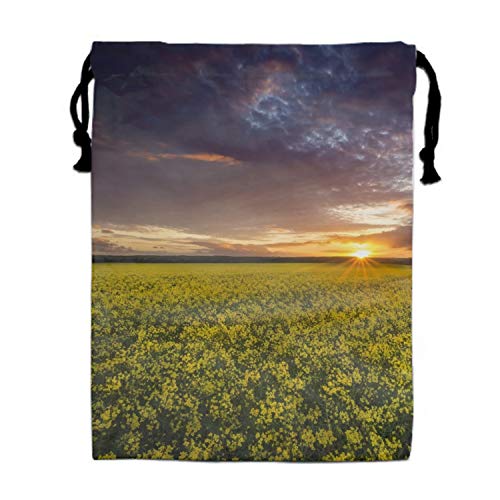 Drawstring Bags Favors for Kids Field Sunrise Yellow Flower Design Backpack Rucksack Shoulder Bags Gym Bag, Arts & Crafts Activity