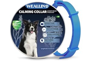 WEALLIN Collare Calmante per Cani, Anti-Ansia Collare Calmo per Cani Regolabili e Impermeabile, Naturale Feromoni 60 Giorni Collare Calmante per Cuccioli Cani di Grossa Taglia(1pz, Blu
