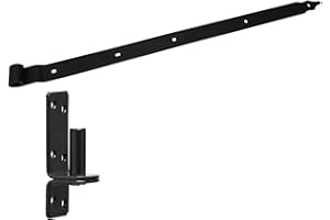 BRESKO Ladenband gekröpft mit Kloben Set 30-80 cm Torband Türband Scharnier Bandscharnier Tor Gartentor Beschlag (Schwarz, 800x40x5 mm)