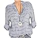 Produktbild UFACE Damen Brief Button Langarm Top Plus Größe V-Ausschnitt Button Langarm Brief Bluse Pullover Tops Shirt(Dunkelgrau,EU/48CN/2XL)