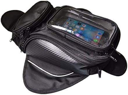 Motorcycle Tank Bag - Waterproof Oxford Saddle Black Motorbike Bag with Bigger Window - Universal Strong Magnetic Bag for Honda Yamaha Suzuki Kawasaki Harley - Dragon Flame