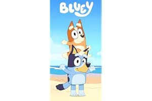 BrandMac Bluey & Bingo Strand- och badhandduk 70 x 140 cm, 100 % bomull