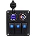 Produktbild TopTen Fan-Motive 3 Bande Rocker Schalter Panel mit Dual USB-Lade-LED 12 V Digitale Spannungsanzeige Voltmeter Sockel Toggle für Auto Boot Marine Wohnmobil-Truck Camper Fahrzeuge