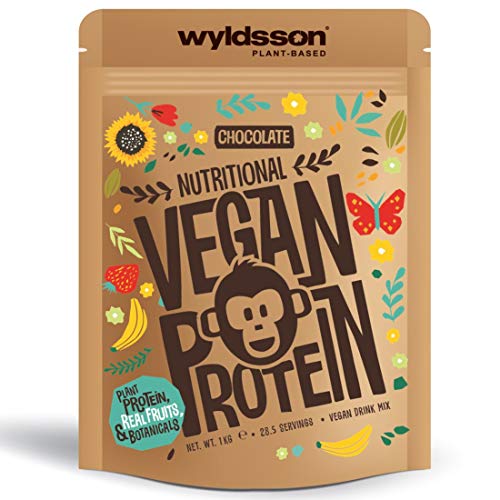 Vegan Protein Powder Super Blend (28 Servings, 1kg) - All Natural Plant-Based Protein with Fruits & Botanicals - High in Iron, Magnesium & Zinc, Gluten-Free, Dairy-Free, Lactose Free (Chocolate)