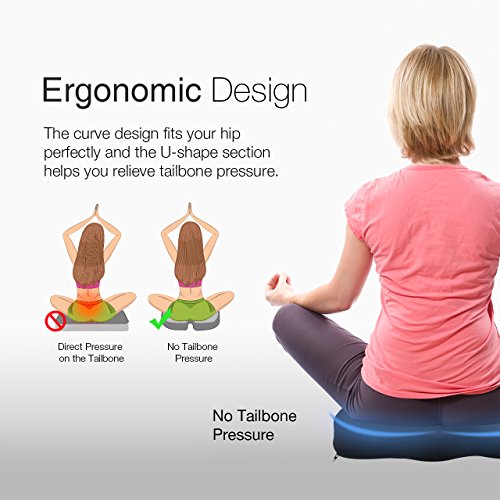 Memory Foam Sitzkissen,TopElek Sitzkissen Stuhlkissen Steißbeinkissen mit Memory Foam Core und Reißverschluss, für Bürostuhl, Autositz, Reise, entlastende Steißbeinschmerzen, Ischias, Hüftschmerzen, Hämorrhoiden Schmerzen - 5