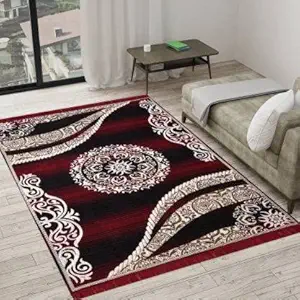 V.S Furnishing Acrylic Carpet Rugs | Living Room Floor Covering Kashmiri Carpet | Bedroom | Hall | School | Temple | Runner |183Cmx121Cm | 4 Feet x 6 Feet, Wine
