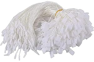 SAGASAVE Cuerda de nailon para etiquetas colgantes, 200 unidades, desechables, color negro, cuerda de nailon para colgar con pasador de cierre a presión para ropa, etiqueta de marca (blanco)
