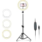 Coverzone 8 inch Youtuber LED Işıklı Halka Telefon Tutuculu 8 inch 20.5 cm Selfie/Yayıncı/Makyaj Işığı 210 cm Tripod F08