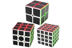 Coolzon Speed Cube Ensemble 2x2x2,3x3x3,4x4x4 3 Pack Nouveau Cubo Autocollant de Carbone Fibre Ultra Rapide