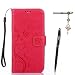 Produktbild Wiko Rainbow Jam 4G Hülle, Wiko Rainbow Jam 4G Schutzhülle, Alfort 3 in 1 Lederhülle Fashion Design Premium PU Leder Hohe Qualität Tasche Case Cover Kasten Abdeckung Wallet für Wiko Rainbow Jam 4G 5.0" Smartphone Funktion Standfunktion Unterstützte Telefone und Magnetverschluss mit Schmetterling ( Rote ) + Alfort Schwarz Stylus Pen + Netter Staub Stecker