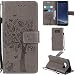 Produktbild Ooboom® Samsung Galaxy S8 Hülle Katze Baum Muster Flip PU Leder Schutzhülle Handy Tasche Case Cover Standfunktion mit Kartenfächer für Samsung Galaxy S8 - Grau