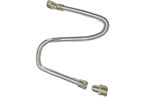 SNOWCHECKING Sifflet à gaz propane pour ligne Flex, 0,95 cm pour kit de conduite de gaz Flex 76,2 cm pour foyers et cheminées, connexion sûre NGLP en acier inoxydable 304 90 K BTU