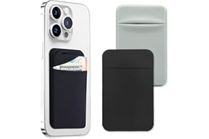 JEYORZY 2 pcs Porte-Cartes pour téléphone avec Autocollant Adhésif pour l'Arrière du Téléphone, Pochettes Extensibles en Tissu pour Carte d'Identité, Carte de Crédit, Portefeuille à Coller, Noir, Gris