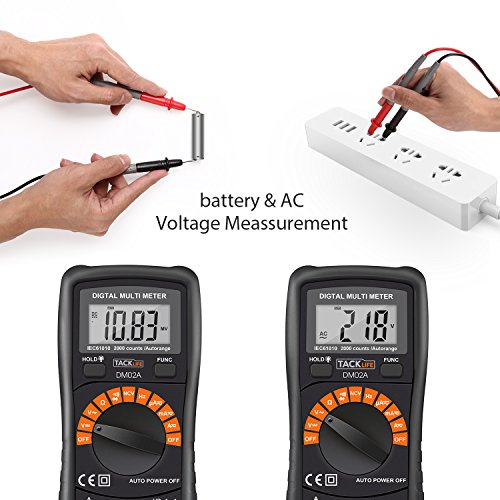 Tacklife DM02A Klassisches Digital Multimeter Auto Range Multi Tester mit Non Contact Voltage zum Messen von Gleich(DC) – und Wechsel(AC)-Spannung, Strom, Dioden sowie Widerstand mit Hintergrundbeleuchtung ( Rot/ Schwarz ) - 4