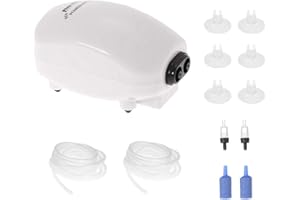 Anself - Juego de Acuario Pecera - Bomba Doble Salida 3W+2X 2.5m 4mm Manguera de Tubo de oxígeno+2X Válvula de Parada+6X Ventosas+2X Piedra de Burbuja de Aire