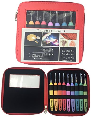 Lighted Crochet Hooks Set With Organizer Case 9PCS Crochet Lite Weave Sewing Tools