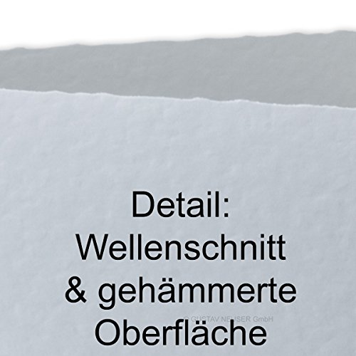 50 Stück DIN B6 Falt-Karten mit Wellenschnitt, gehämmert – Querdoppelt // 350 x 112 mm // Grammatur: 220 g/m² // Hochweiß - 2