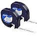 Produktbild 2XCompatible Dymo LetraTag 91221 91201 S0721660 Black on White (12mm x 4m) Plastic Label Tapes for Dymo LetraTag LT-100H LT-100T LT-110T QX 50 XR XM 2000 Plus Label Makers