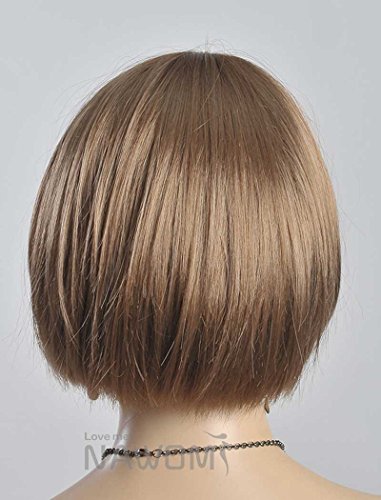 Tsnomore Flaxen Farbe Kurz gerade volle Knall-Frauen-Bob synthetische Perücke - 3