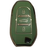 AutoHan Keys Peugeot Anahtar Koruma Kılıfı, 208 308 508 2008 3008 5008 Rifter Modelleri i&ccedil;in, Sustasız, Yeşil-Altın
