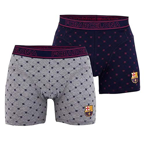 Boxers FC Barcelona Niño (Lote de 2) Licencia Oficial Azul - Gris, Niños, Bleu - Gris, EU - 12A